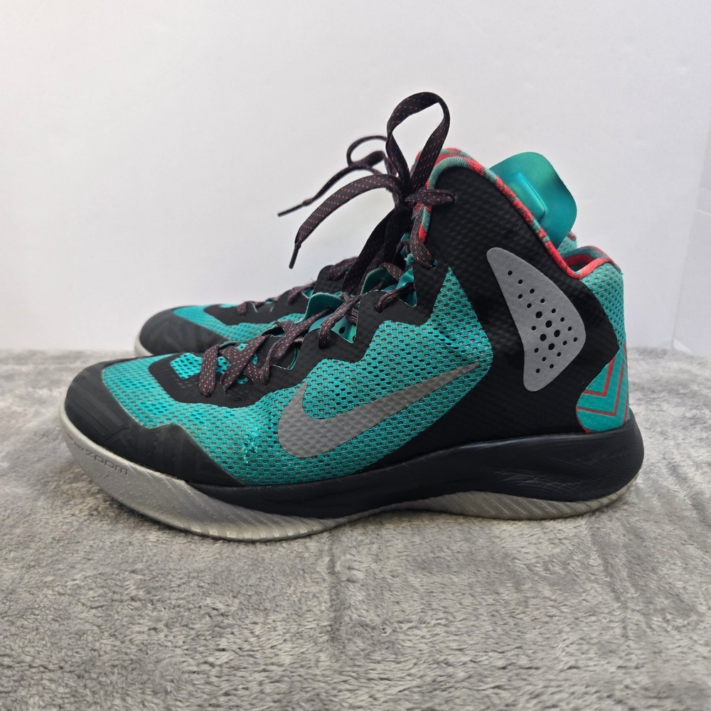 Nike Zoom Hyperenforcer Basketball Shoes Teal Black Red 487655-300 Mens Size 10